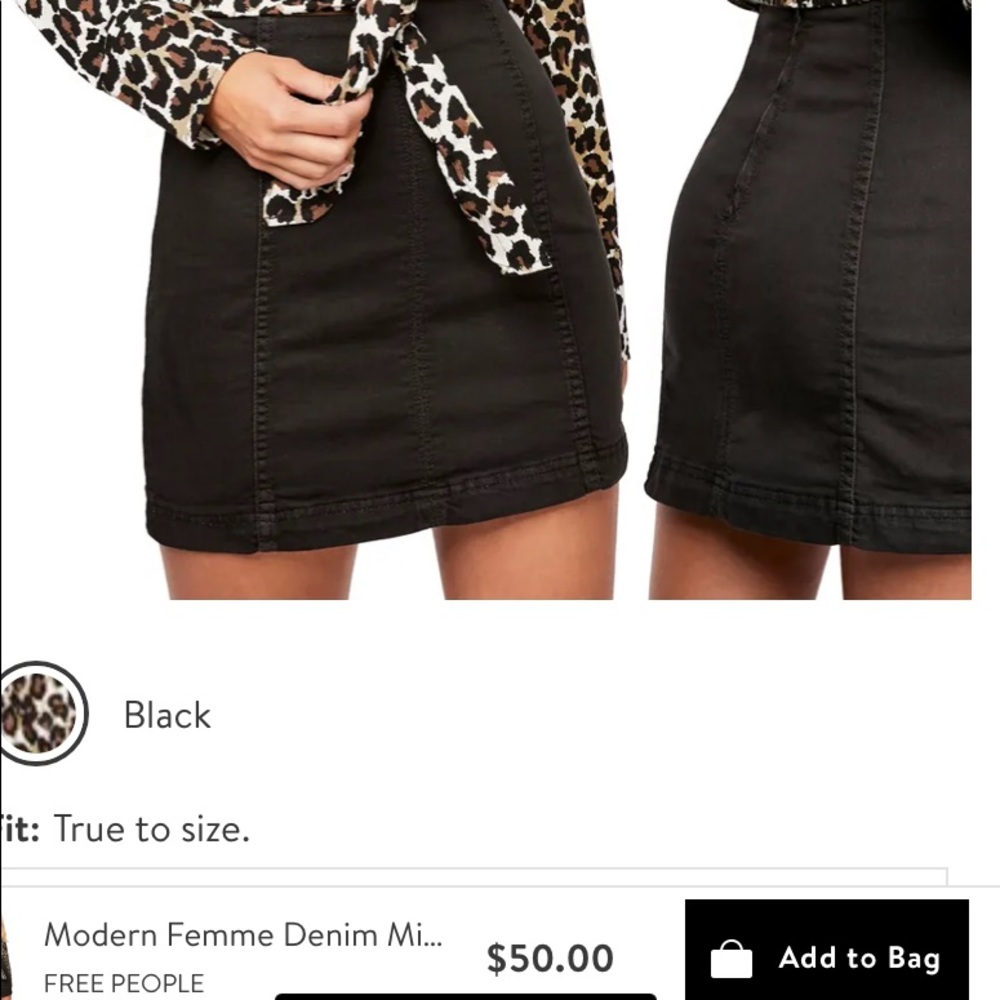 FREE PEOPLE Black modern denim mini skirt
